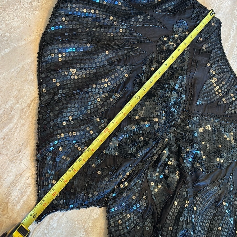 LINSIANO VTG butterfly wing top XXL, black sequined/beaded wings front/back. EUC - Picture 13 of 16
